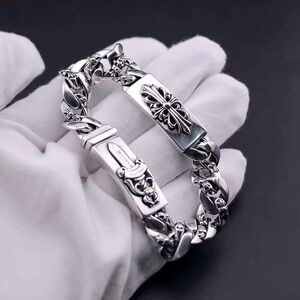 Odian chrome sword bracelet brass plated silver men's chrome jewelry bracelet